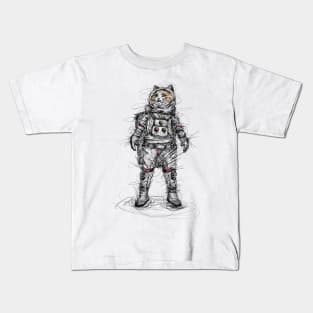 Scribble cat in space Kids T-Shirt